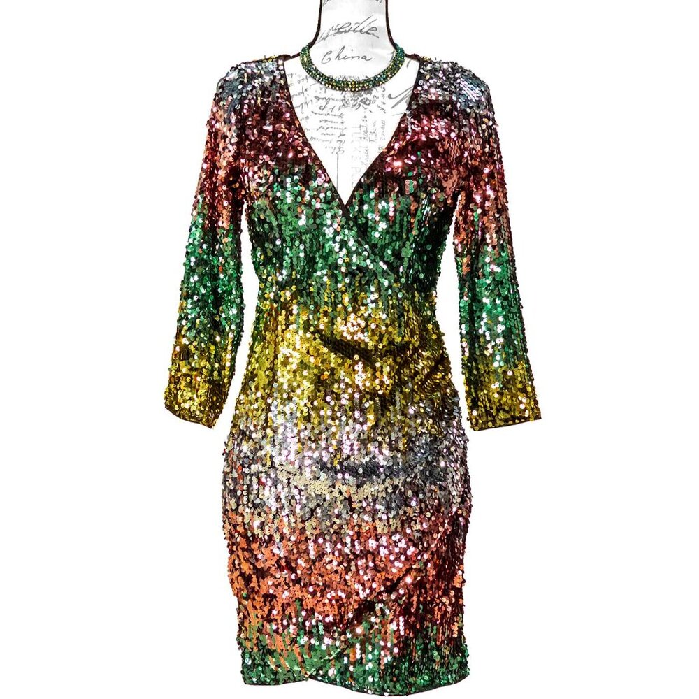 1681-MINUET SEQUIN MULTI-COLOR DRESS